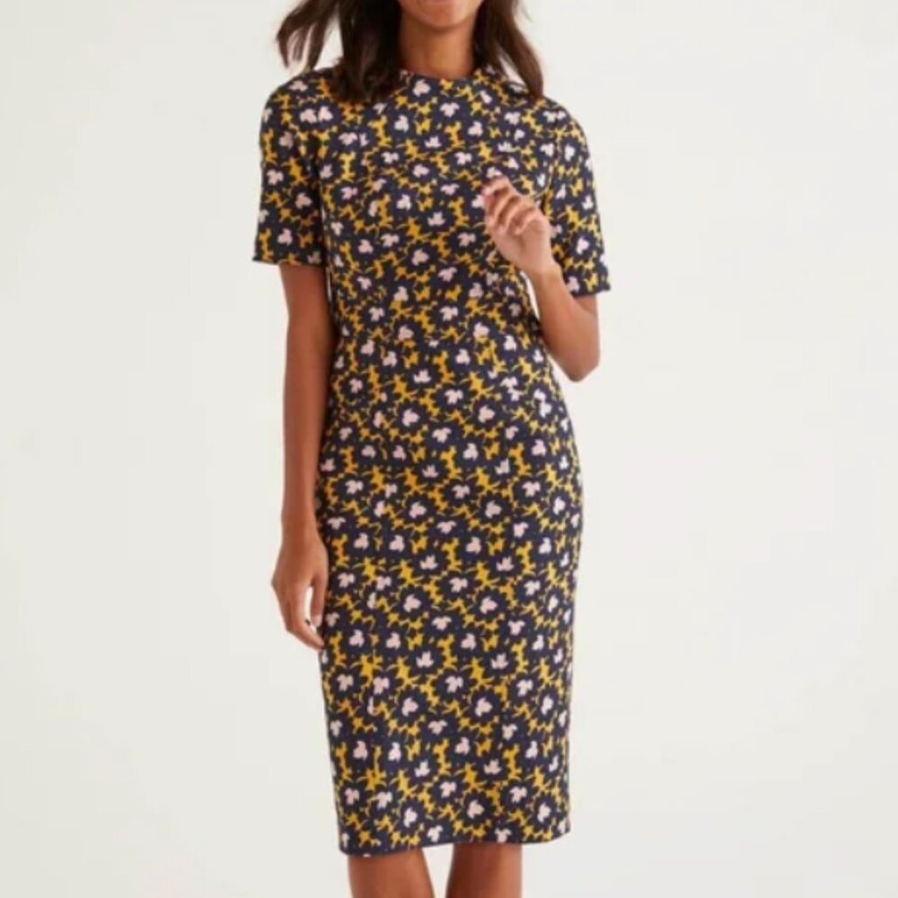 Boden Floral Short-Sleeve Sheath Dress – Size 2P